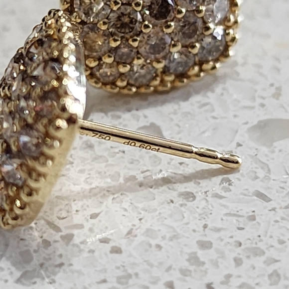 diamond (natural) earrings in 18K gold - Picture 2 of 3